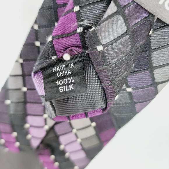 Kenneth Cole Reaction Men's Necktie 100% Silk Multicolor Rectangle/Dots Design - Picture 7 of 10